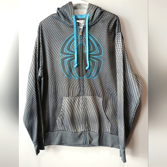Marvel Other - Marvel Gray and Blue Spider Zip Up Hoodie Jacket Men's Size Large 42/44